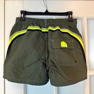 SUNDEK 14" SHORT LENGTH ELASTIC WAIST SWIM TRUNK - SIZE MEDIUM - DARK GREEN